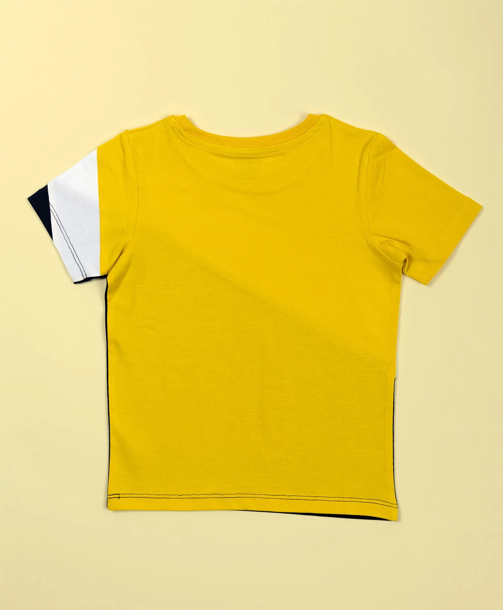 Boys Yellow & Blue Colorblock Half Sleeves T-Shirt & Lounge Pant Set