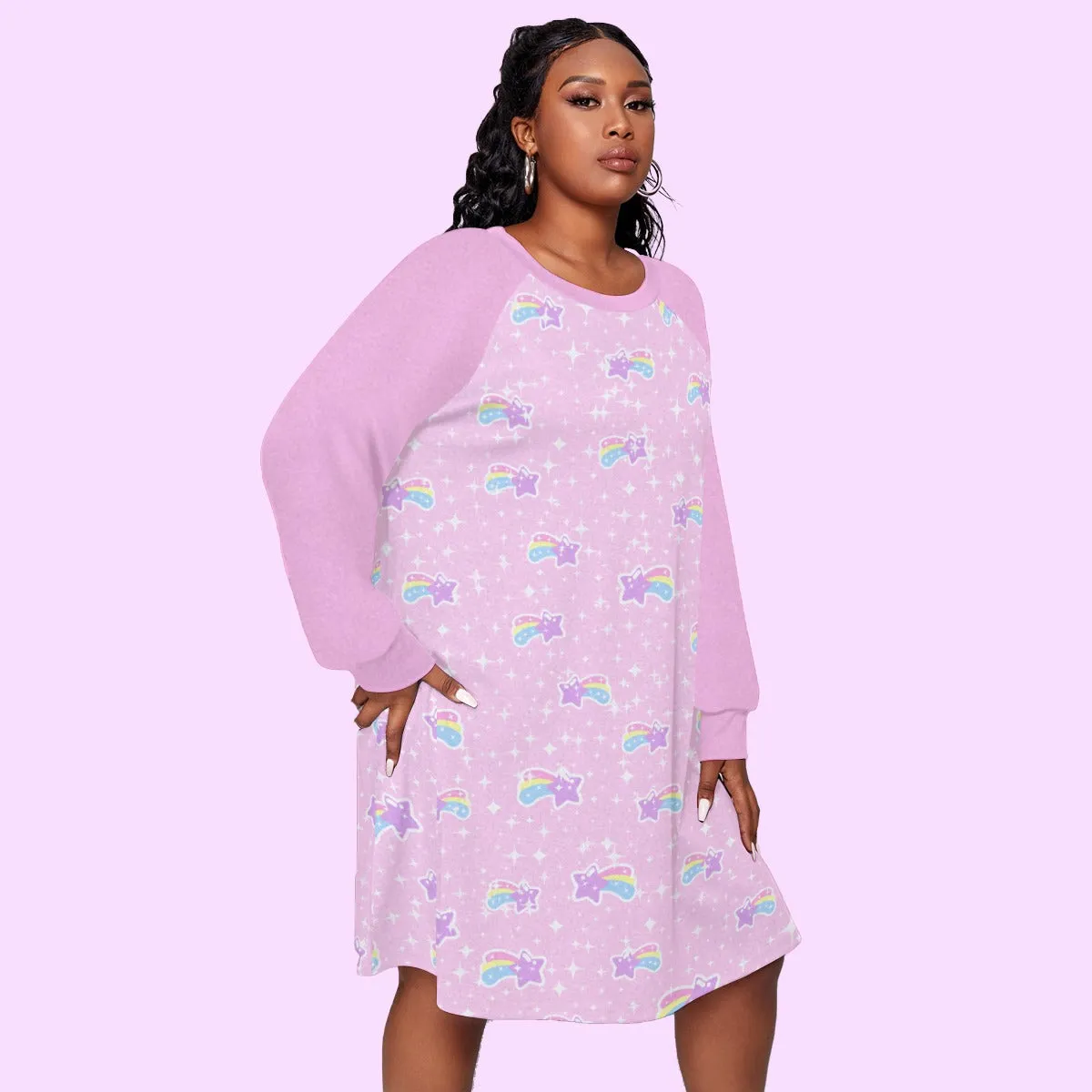 Bubblegum Bunny Shooting Stars Women's Raglan Sleeve Dress