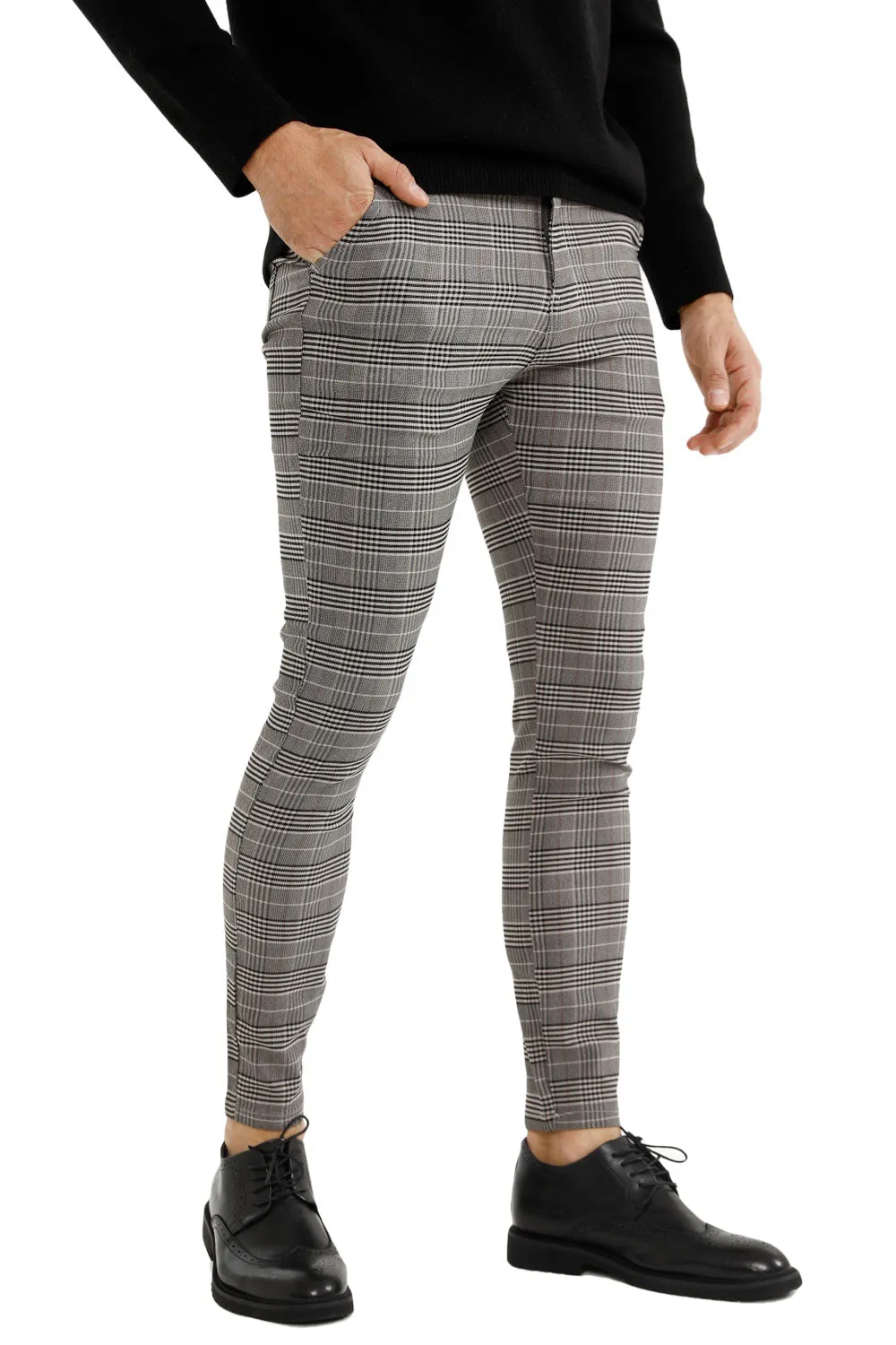 Buy $80 Free Shipping Stretch Skinny Grid Pants