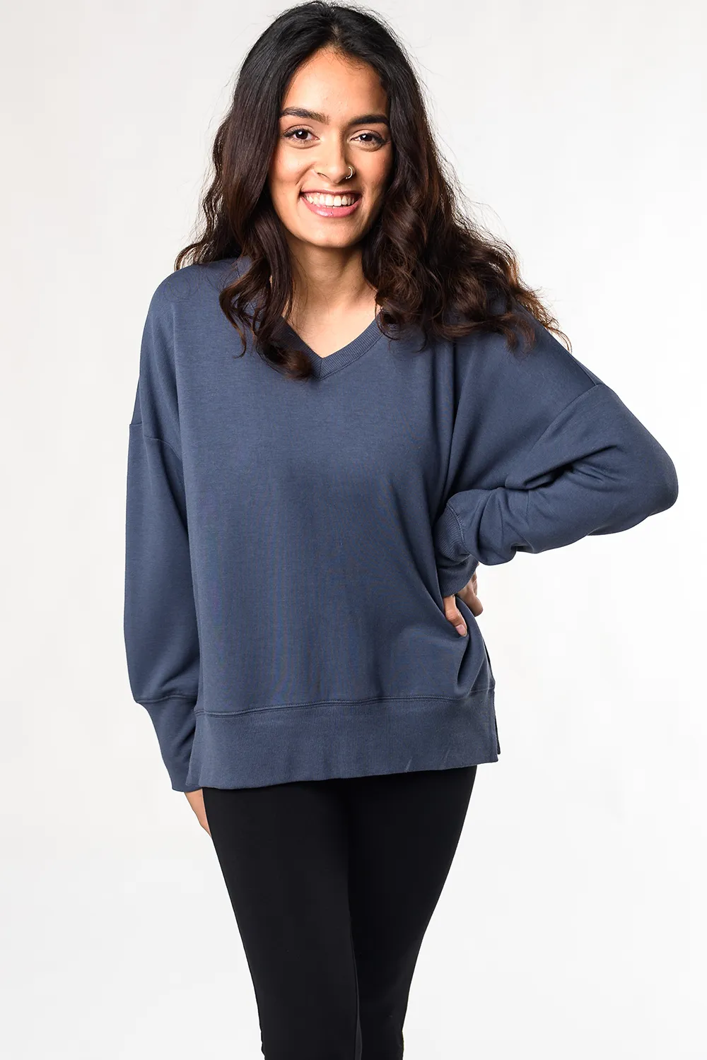 Caitlin Bamboo Sweatshirt - Anchor Blue