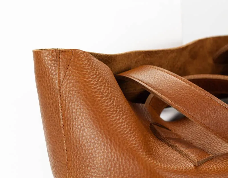 Calisto tote bag - Brown pebbled leather