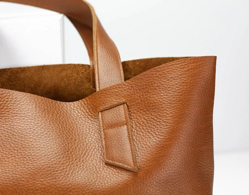 Calisto tote bag - Brown pebbled leather