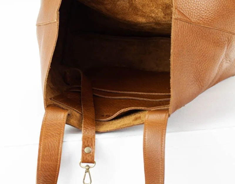 Calisto tote bag - Brown pebbled leather