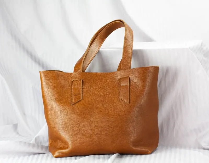 Calisto tote bag - Brown pebbled leather