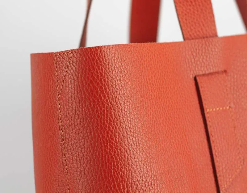 Calisto tote bag - Orange pebbled leather