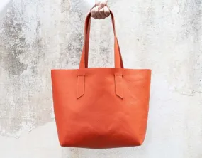 Calisto tote bag - Orange pebbled leather