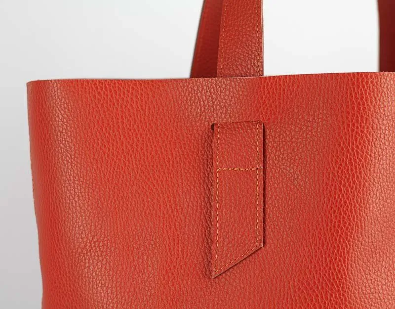 Calisto tote bag - Orange pebbled leather