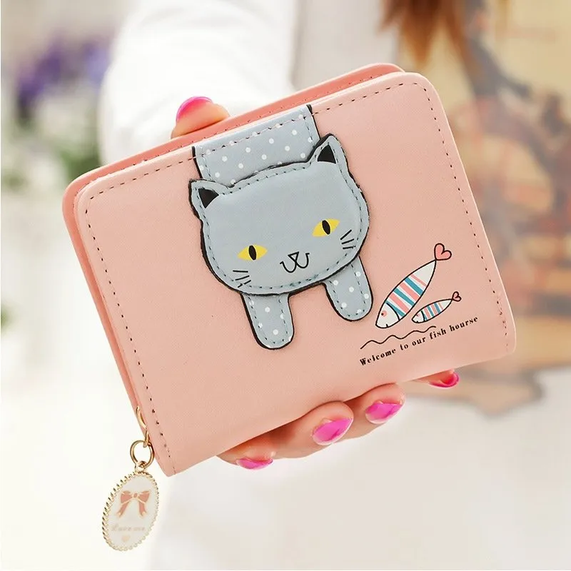 Cartoon Cat Design Zipper Wallet