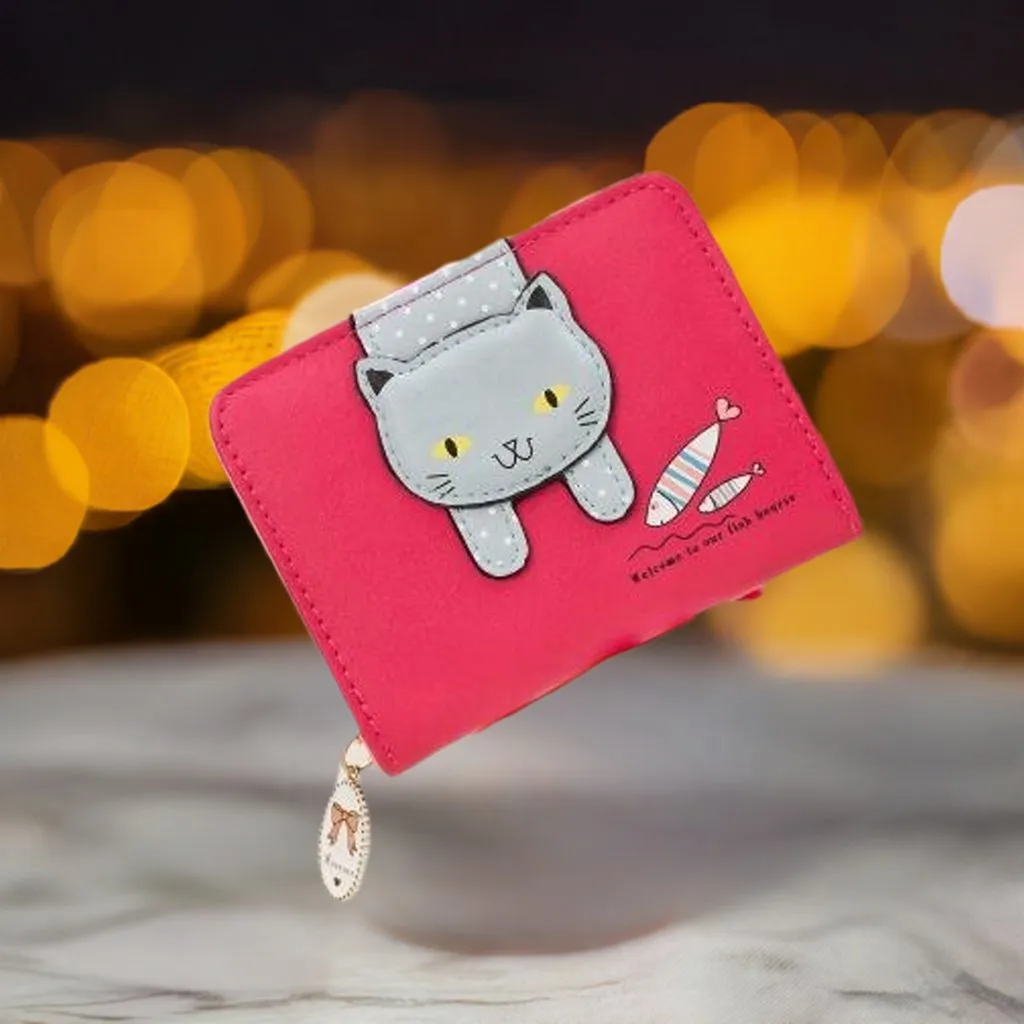 Cartoon Cat Design Zipper Wallet