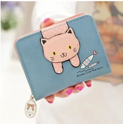 Cartoon Cat Design Zipper Wallet