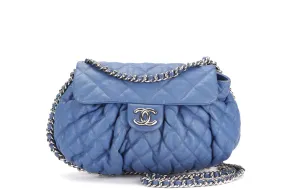 CHANEL CC CHAIN AROUND SHOULDER BAG (1801xxxx) MEDIUM BLUE LEATHER SILVER HARDWARE, WITH DUST COVER, NO CARD