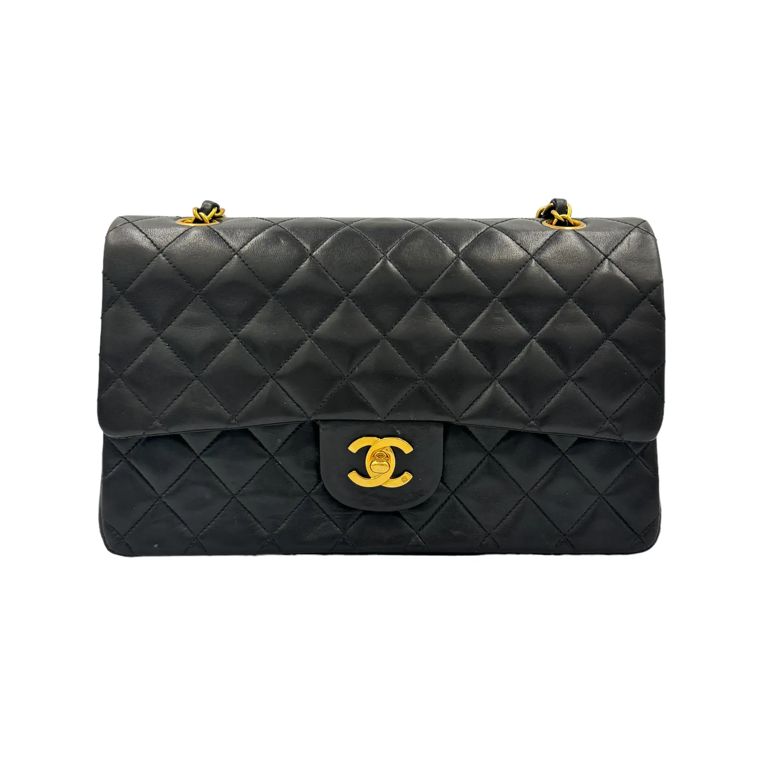 Chanel Classic Double Flap Medium Black Lambskin Gold