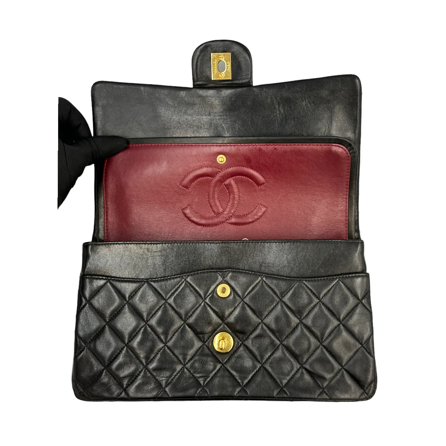 Chanel Classic Double Flap Medium Black Lambskin Gold