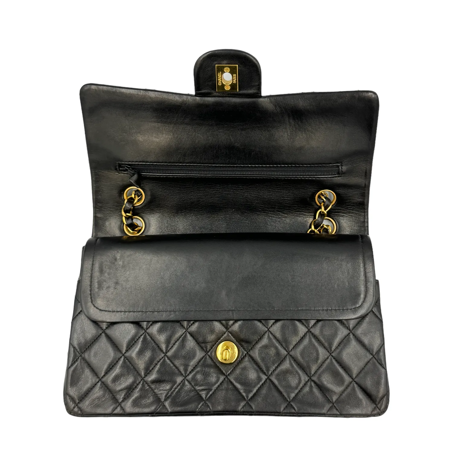 Chanel Classic Double Flap Medium Black Lambskin Gold