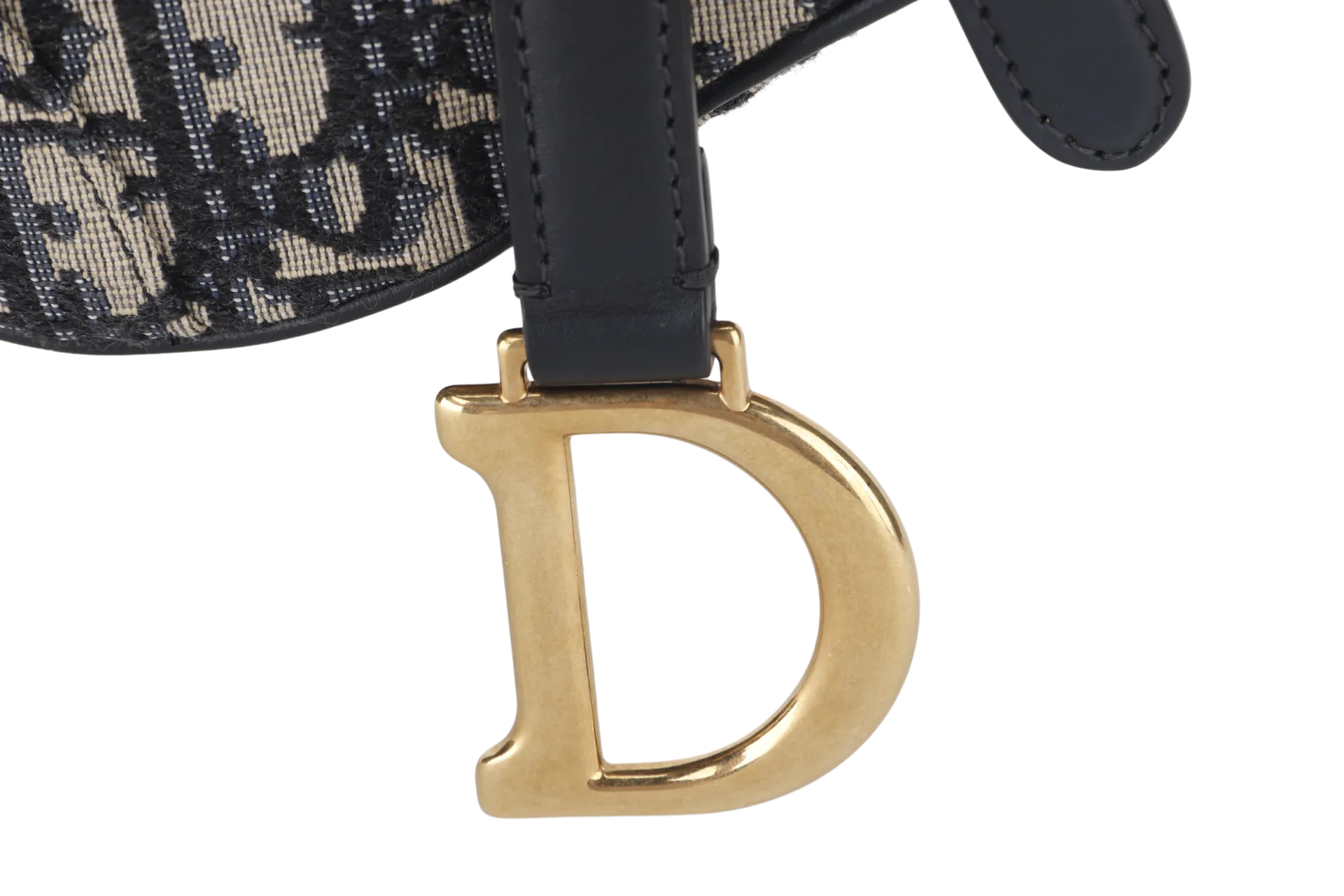 CHRISTIAN DIOR MINI SADDLE BLUE OBLIQUE JACQUARD GOLD HARDWARE 03-RU-0158 WITH DUST COVER