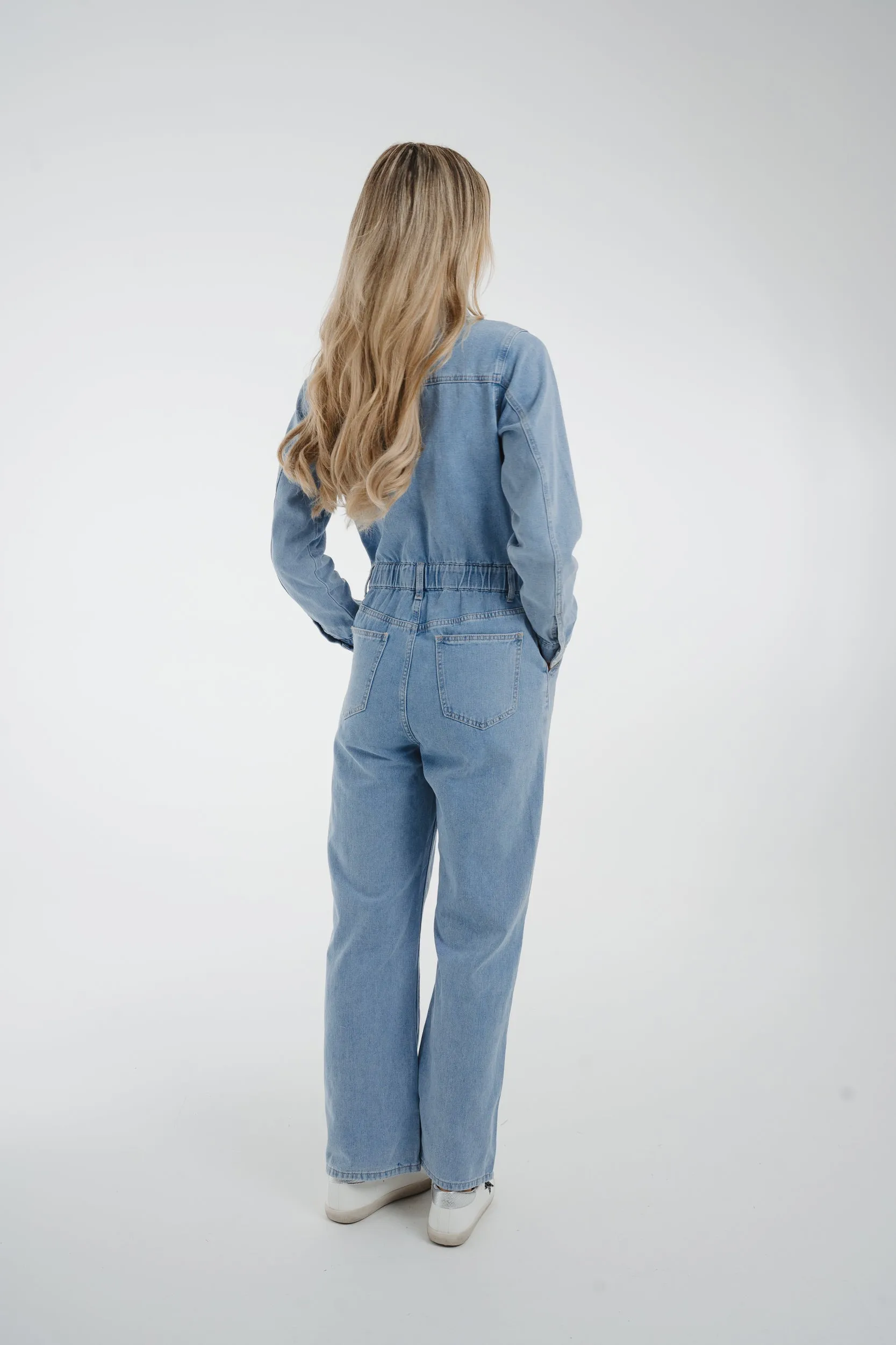 Cindy Denim Jumpsuit In Light Wash