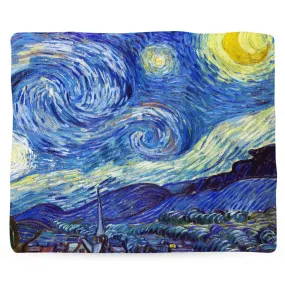 Classic Art Blanket, Famous Art, Fleece Blanket, Fleece Throw, Moon Blanket, Van Gogh, Starry Night, Impressionist Art, Blue Fabric