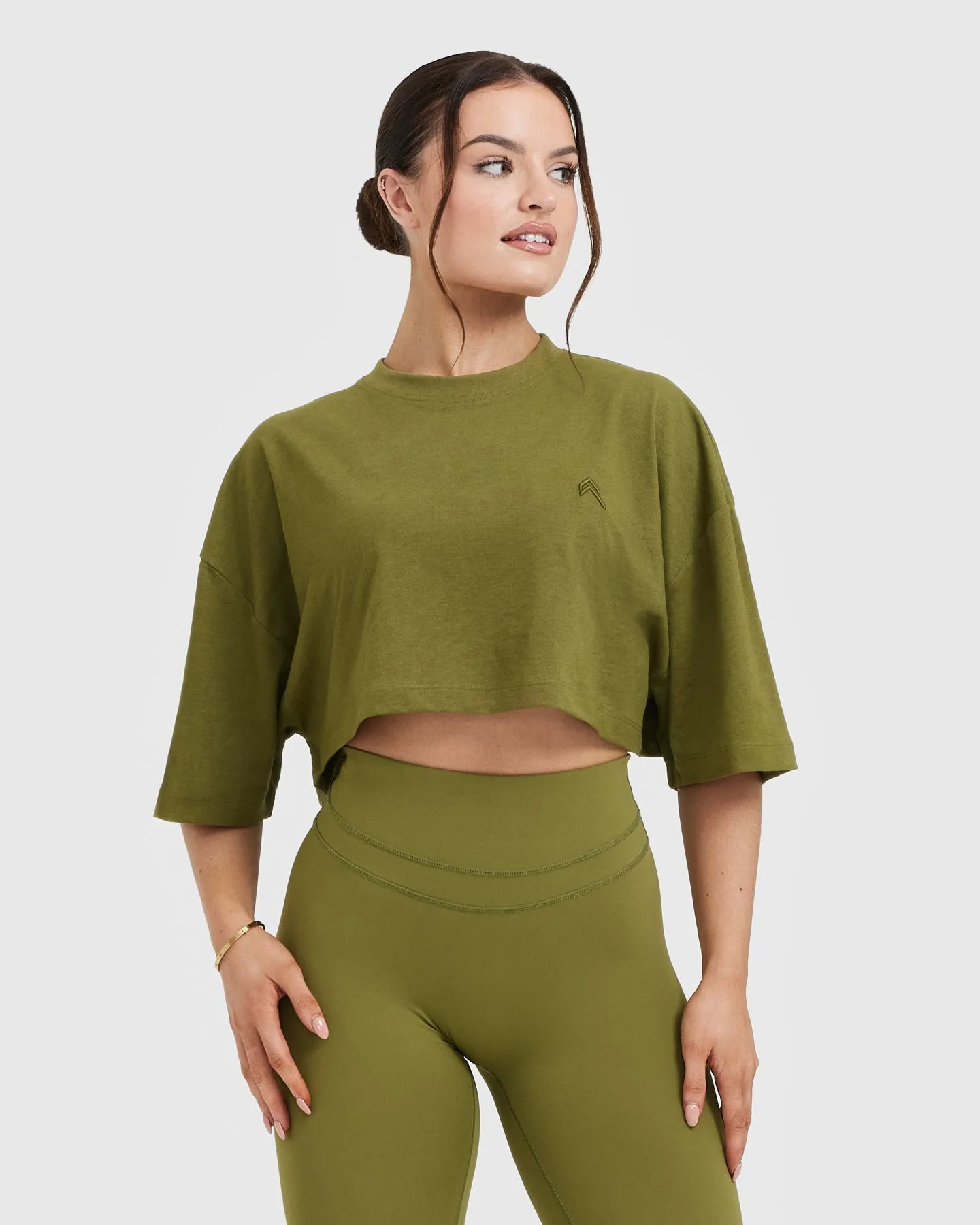 Classic Relaxed Crop Lightweight T-Shirt | Olive Green