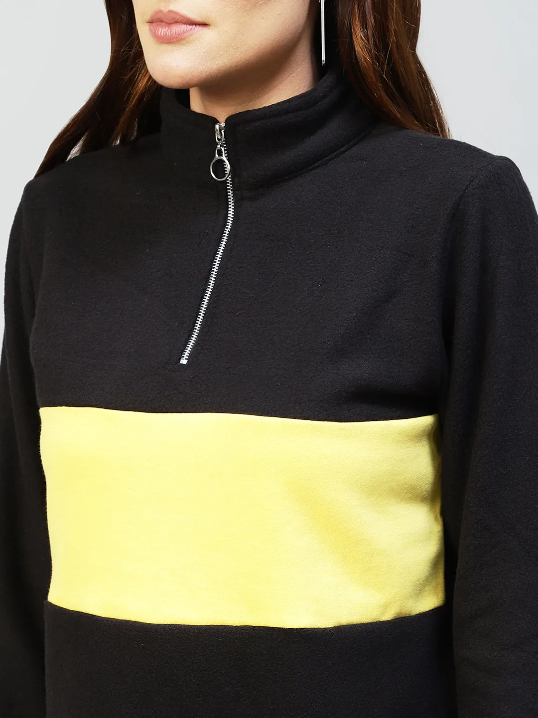 Colorblock High Neck Sweatshirt