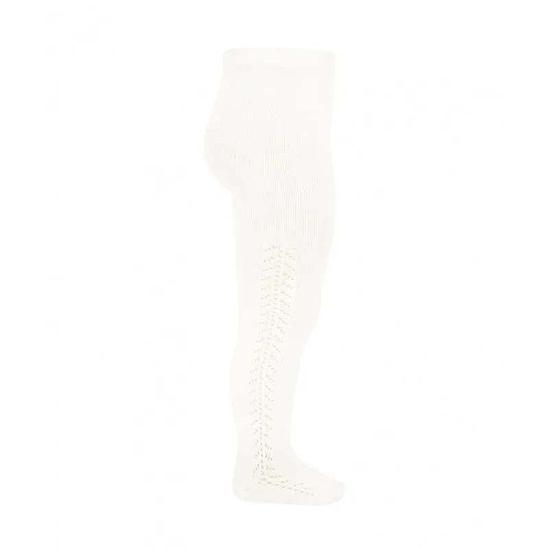 Condor Tights - Side Openwork Lace in Cream