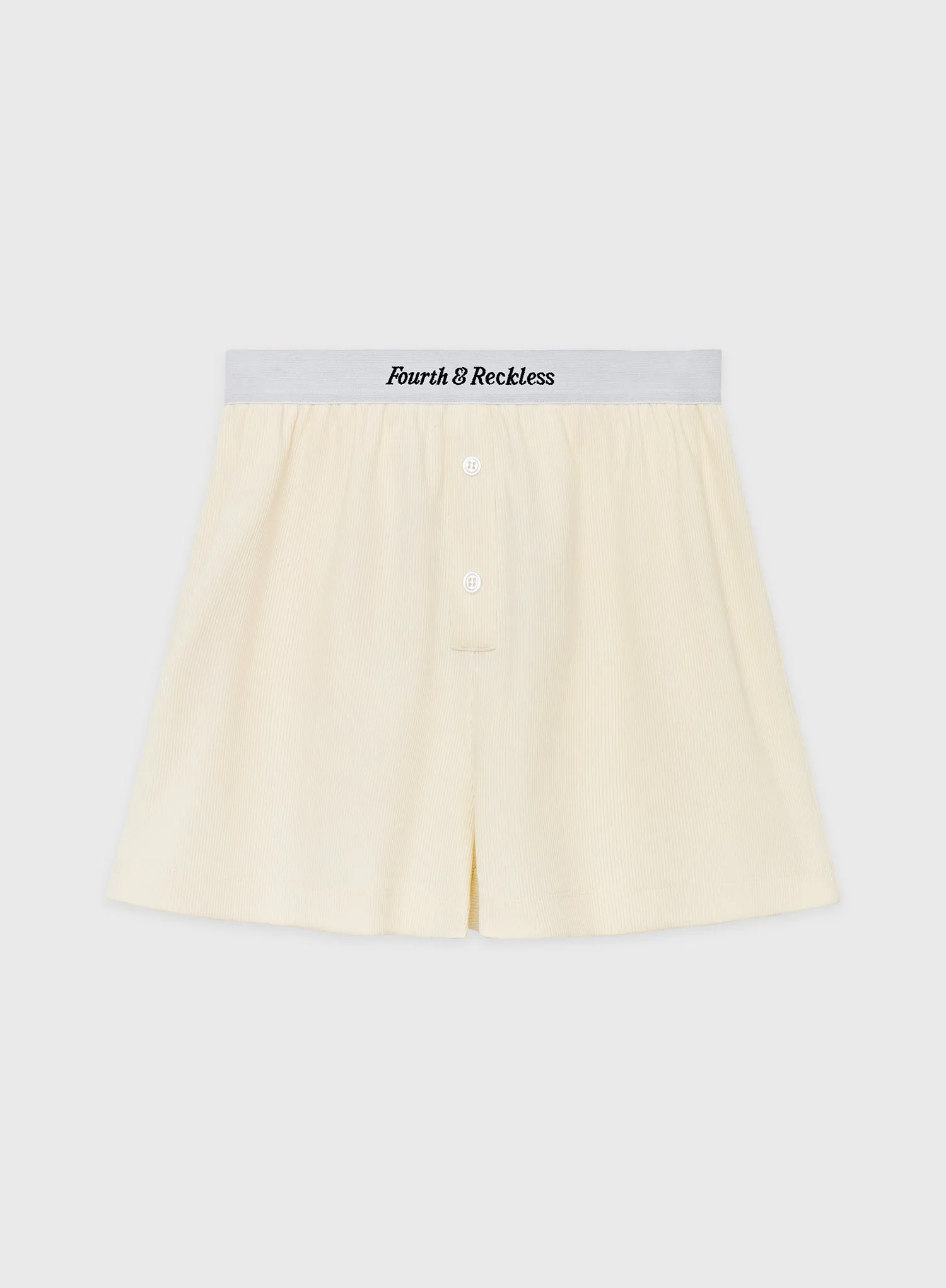 Cream Ribbed Jersey Elasticated Short - Jaz