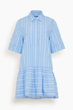 Cris Short Sleeve Shirt Dress in Wide Oxford Blue Stripe