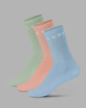 Daily 3 Pack Crew Socks - Glacial Blue-Surf Spray-Mellow Peach