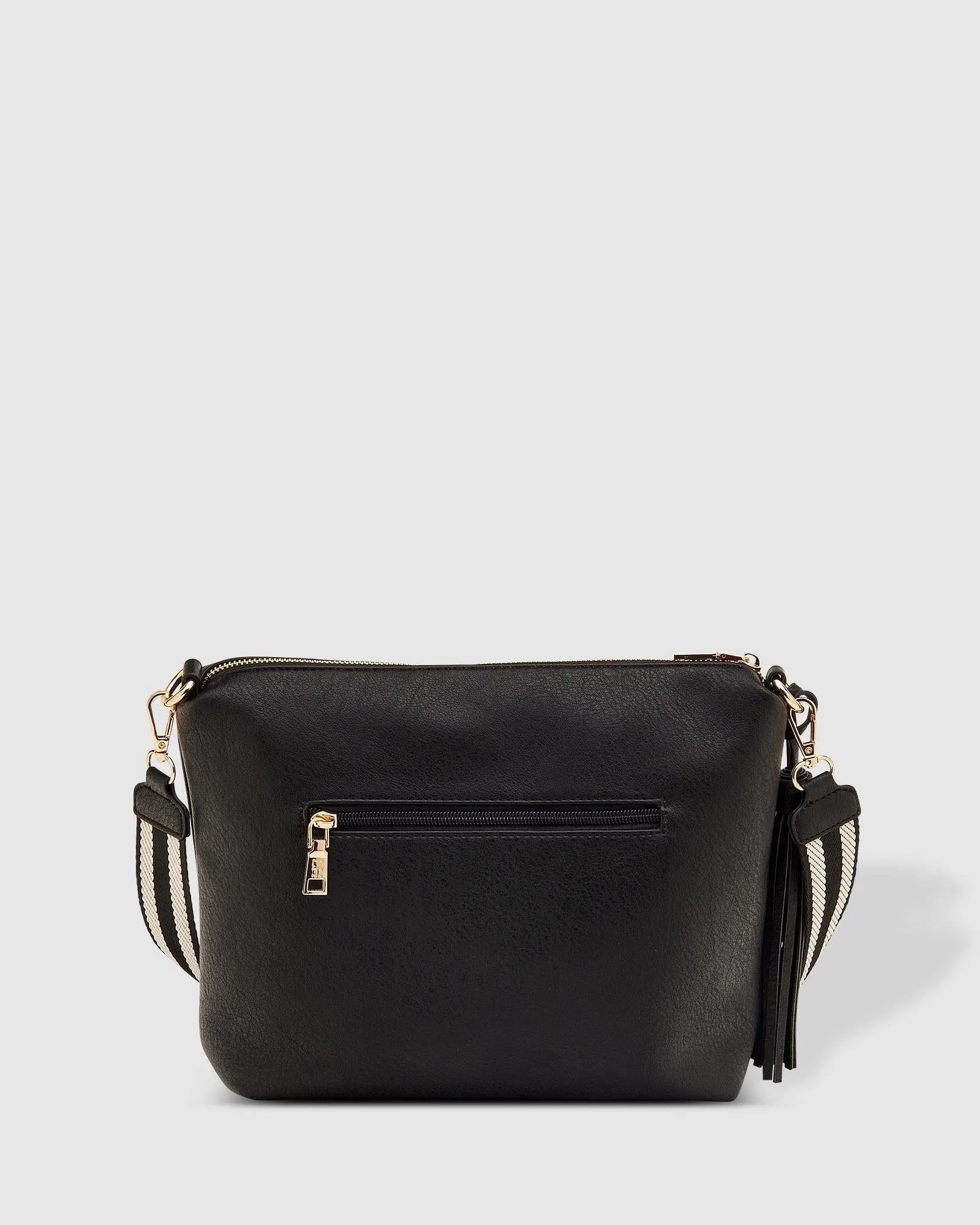 Daisy Crossbody Bag With Stripe Strap Black