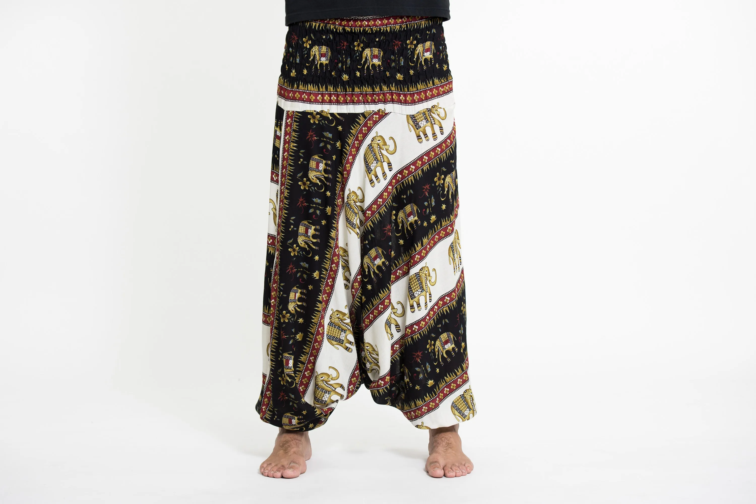 Elephant Bliss Drop Crotch Men's Elephant Pants in Black