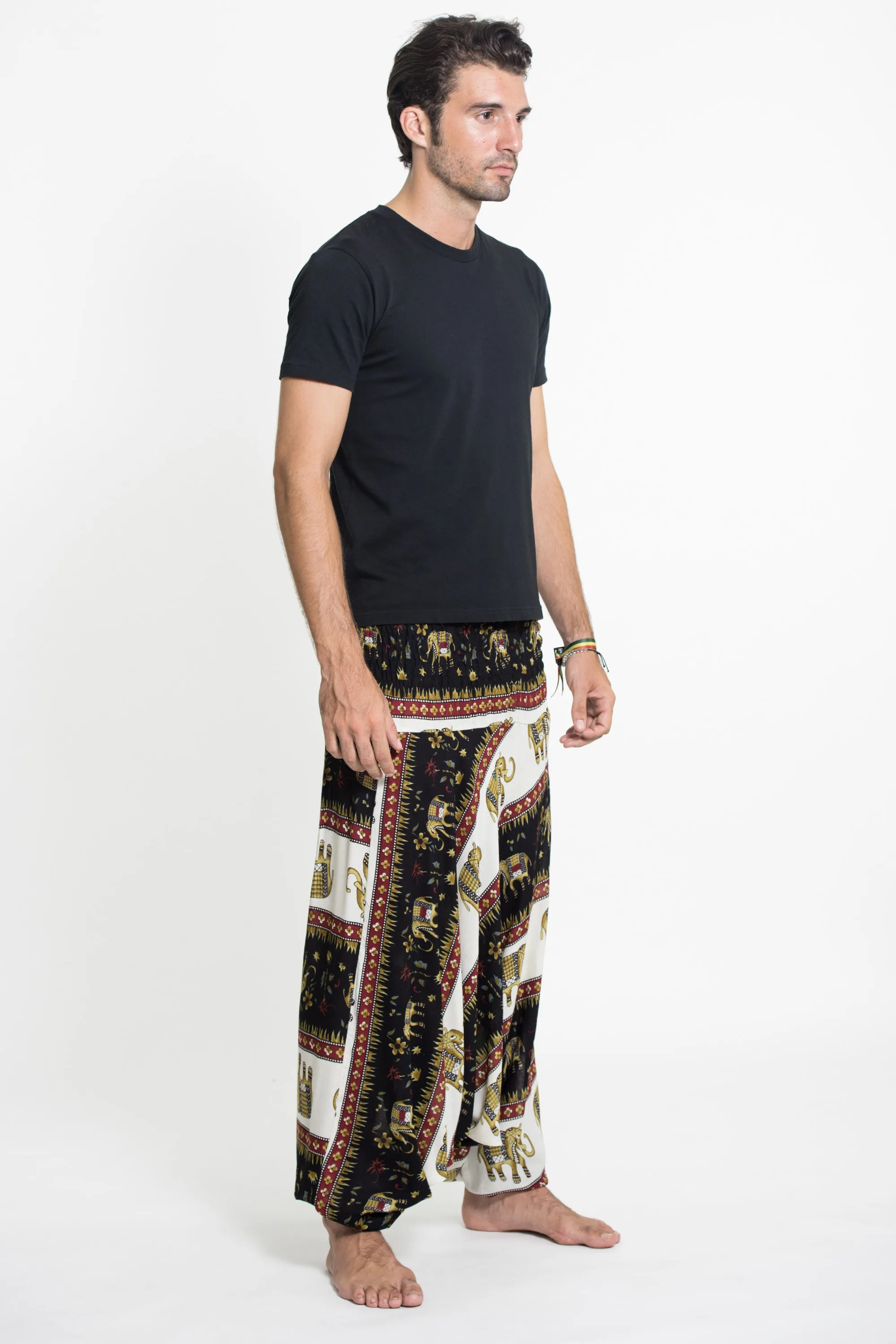 Elephant Bliss Drop Crotch Men's Elephant Pants in Black