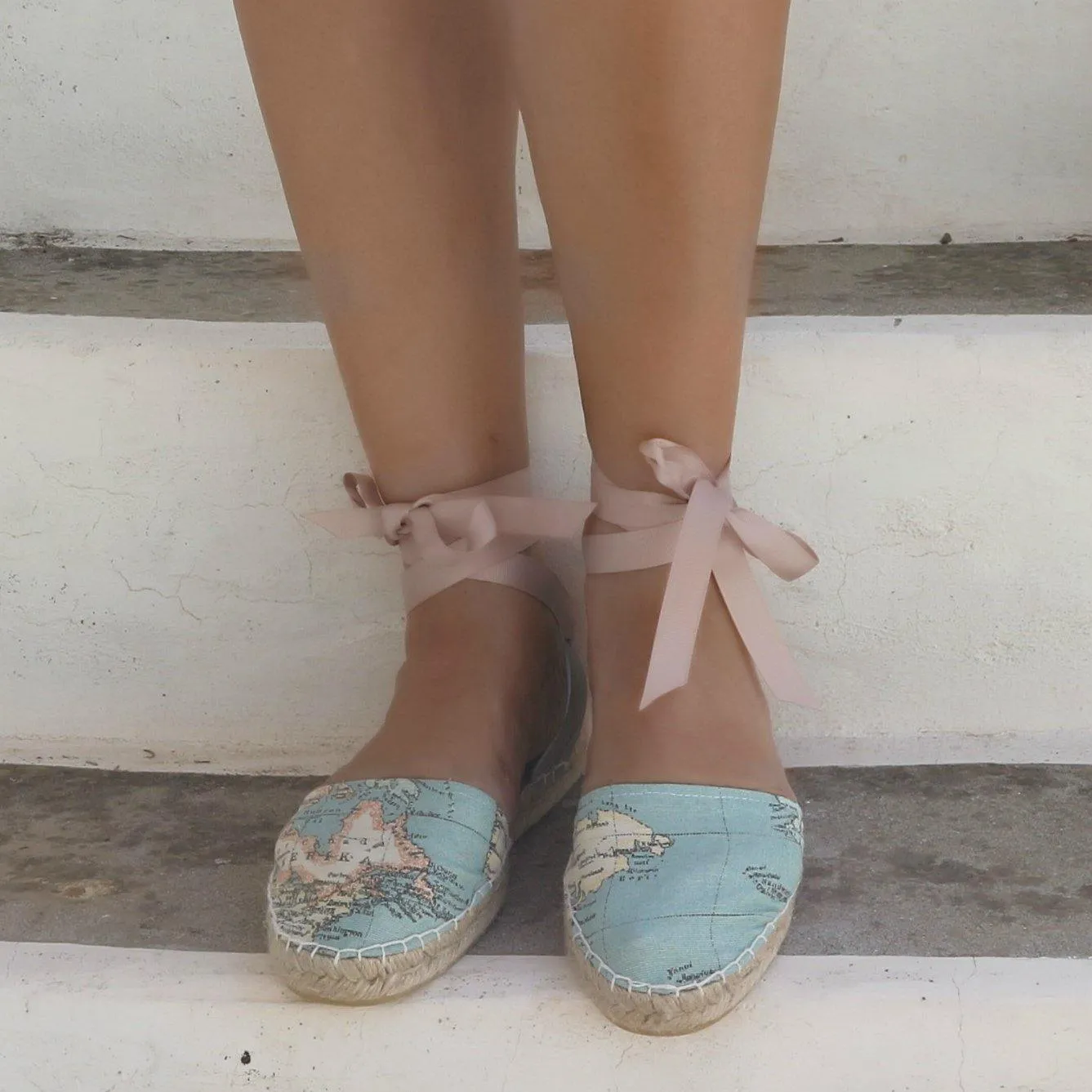 Espadrilles Sandals - Wold Map Print - Classic Sole