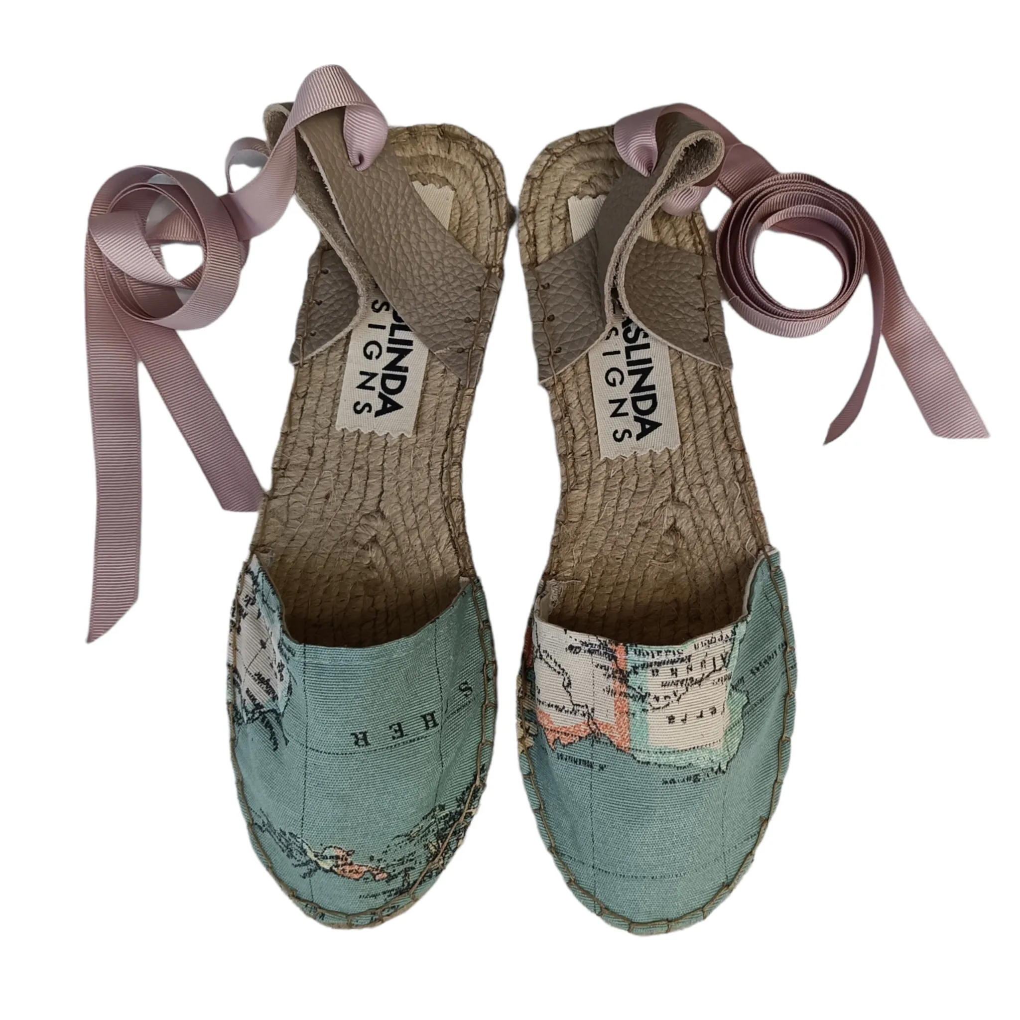 Espadrilles Sandals - Wold Map Print - Classic Sole