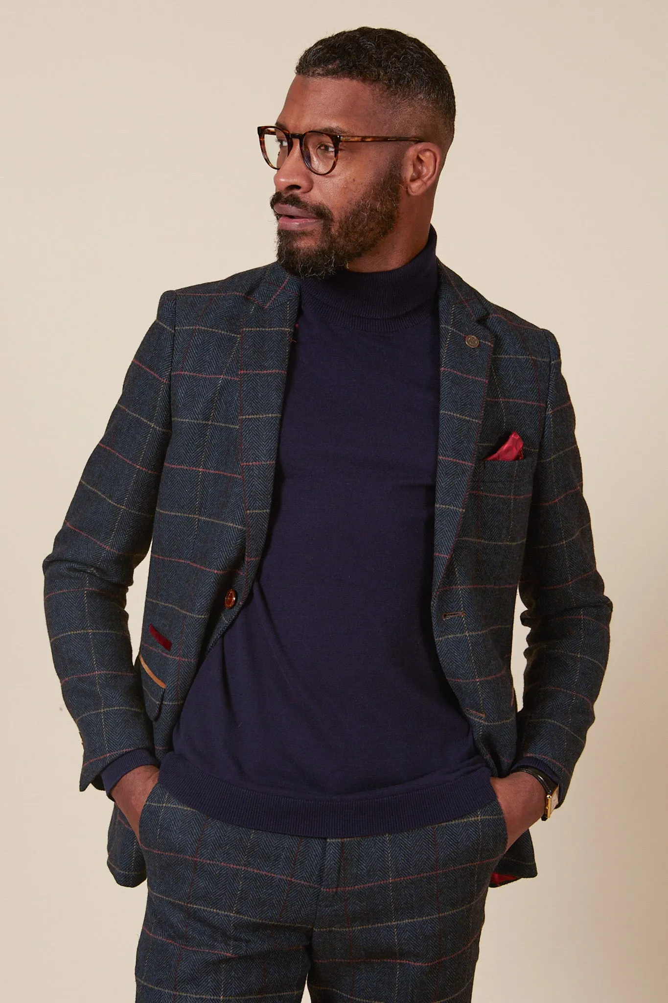 ETON - Navy Blue Tweed Check Blazer