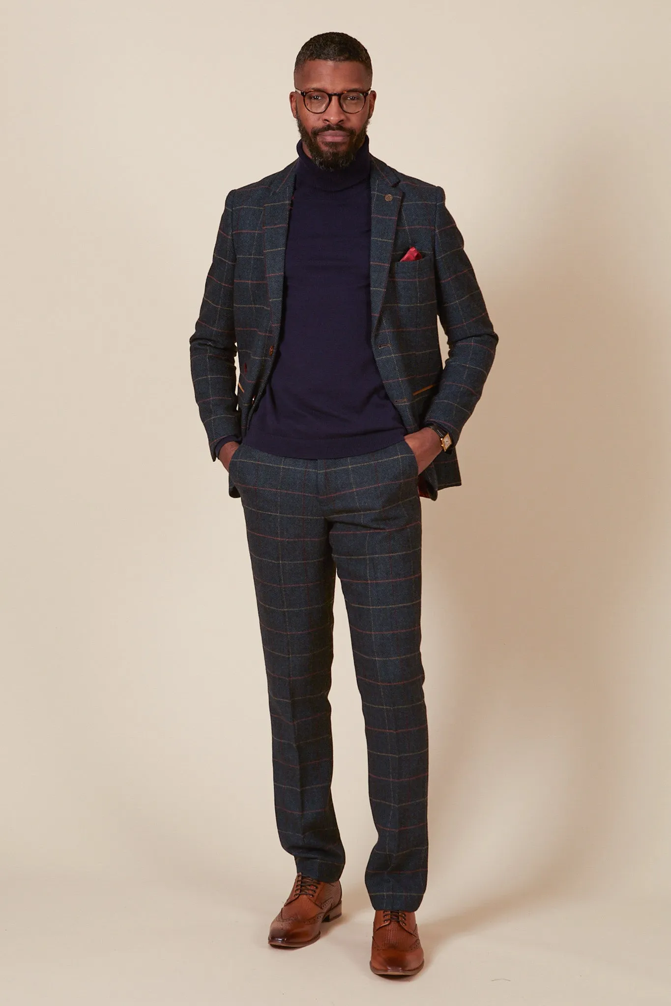 ETON - Navy Blue Tweed Check Blazer