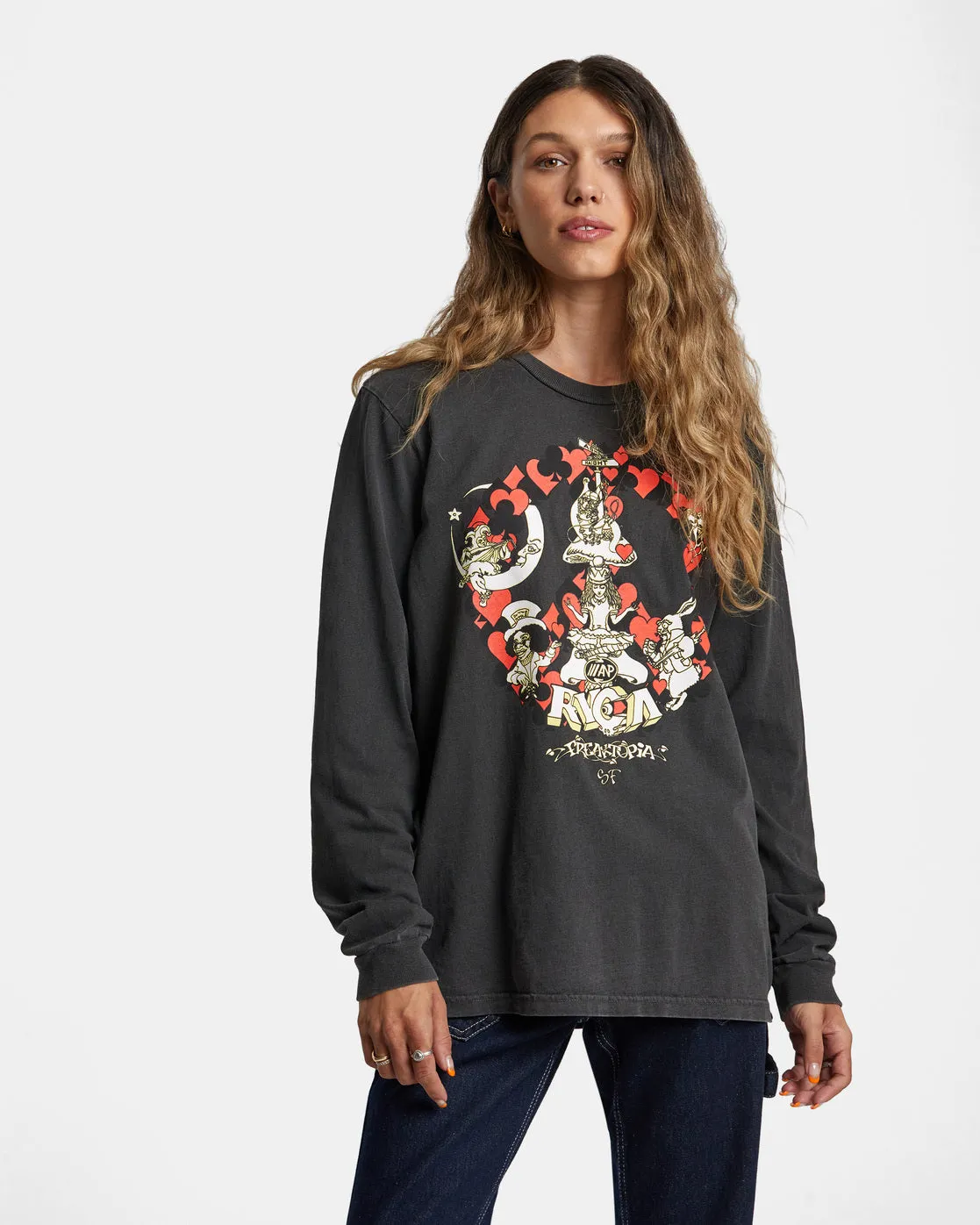 Freaktopia Alice Long Sleeve Tee - Washed Black