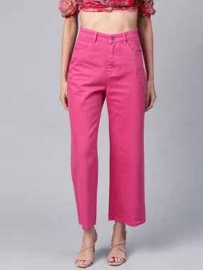 Fuchsia Raw Edge Jeans