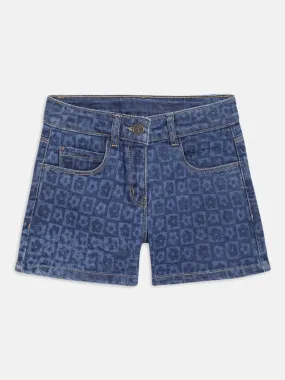 Girls Blue Printed Shorts