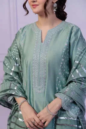 GREEN-DYED KHADDI-3 PIECE (SS5243P53) BIN E6 R24