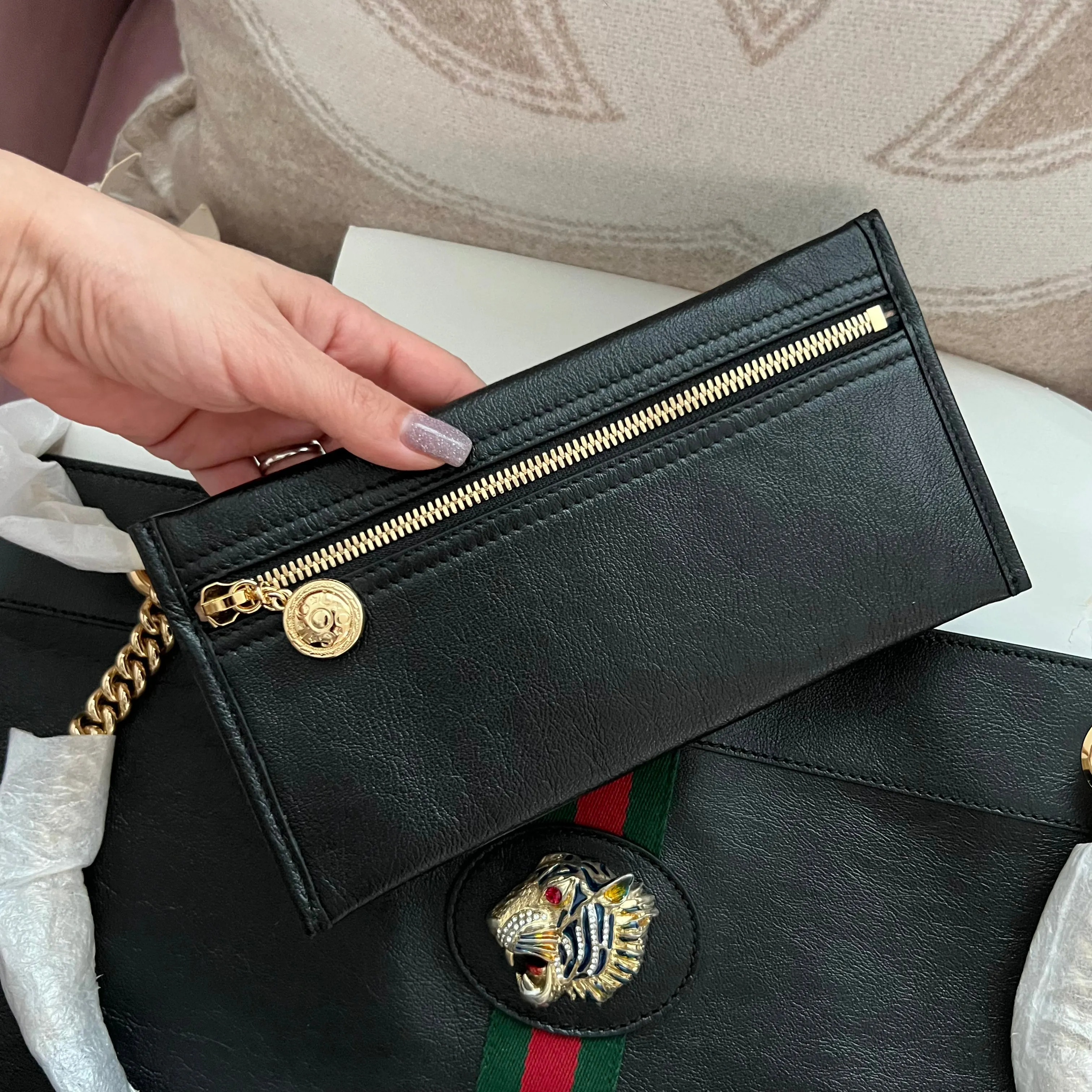 GUCCI Rajah Leather Tote Bag