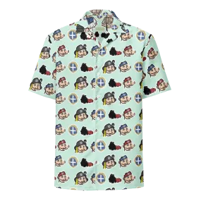 Happy Evzones Heads Aegean HawaiianUnisex button shirt