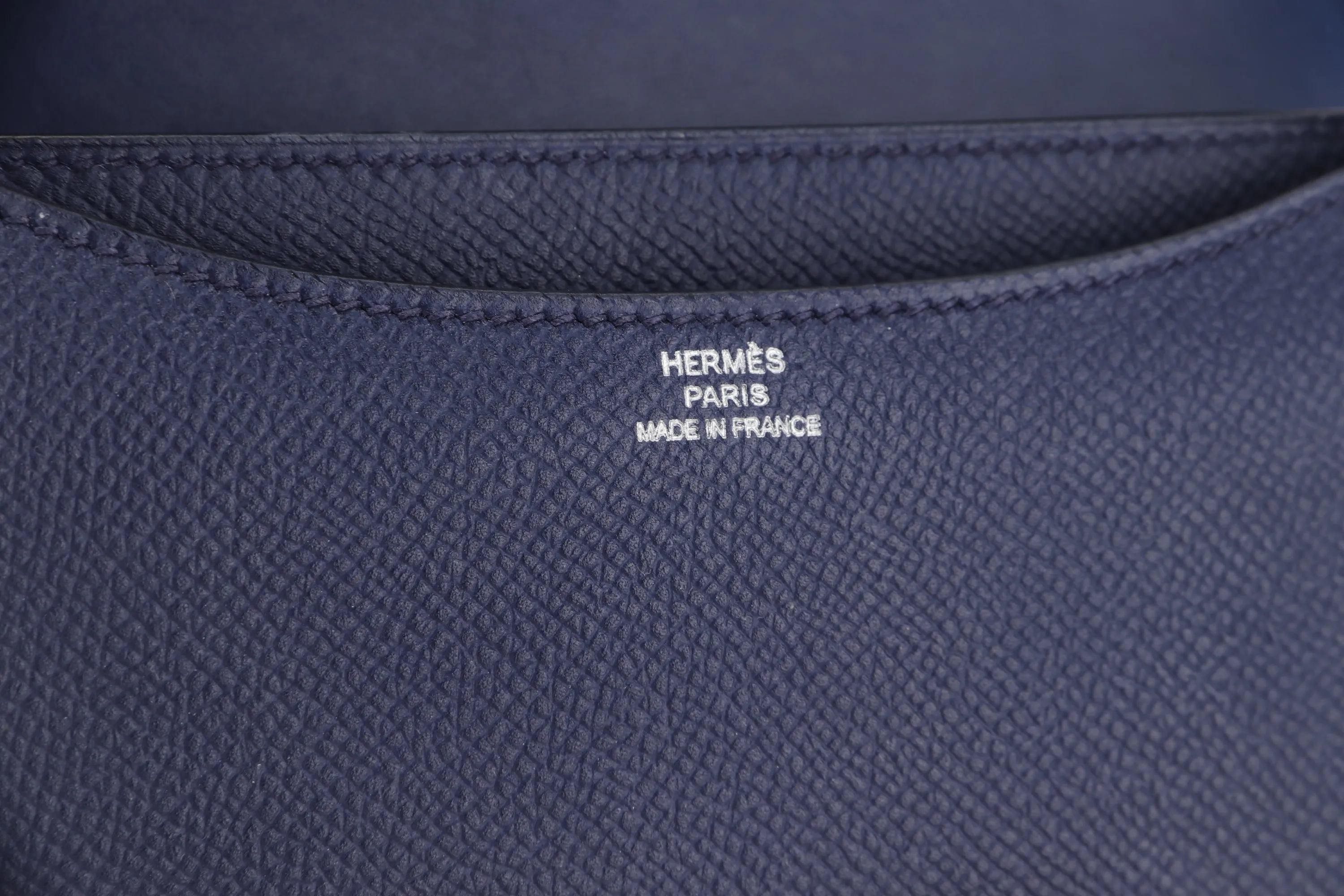 HERMES CONSTANCE 18 (STAMP A (2017)) BLUE SAPPHIRE EPSOM LEATHER PALLADIUM HARDWARE, WITH BOX, NO DUST COVER