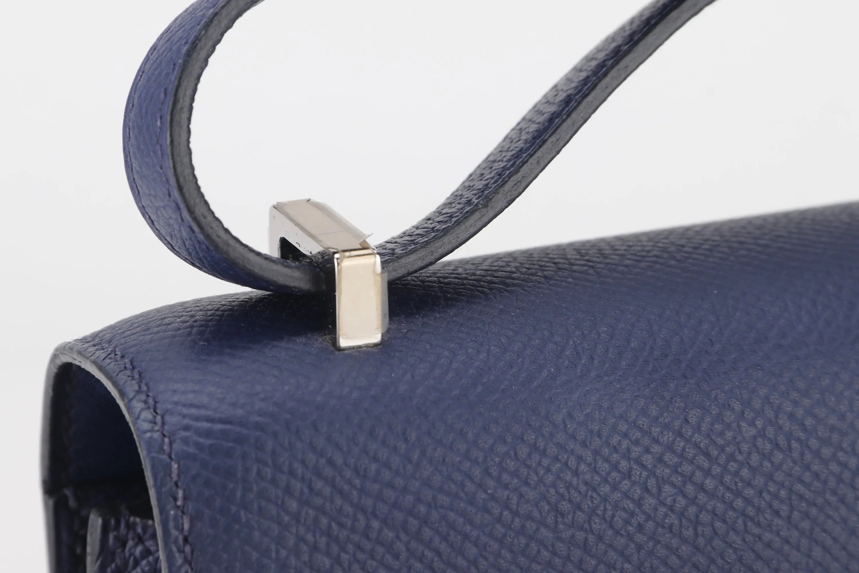 HERMES CONSTANCE 18 (STAMP A (2017)) BLUE SAPPHIRE EPSOM LEATHER PALLADIUM HARDWARE, WITH BOX, NO DUST COVER