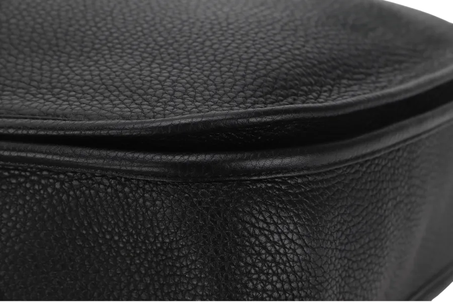 HERMES EVELYN III GM BLACK CLEMENCE LEATHER STAMP T (YEAR 2015)  WITH STRAP AND DUST COVER