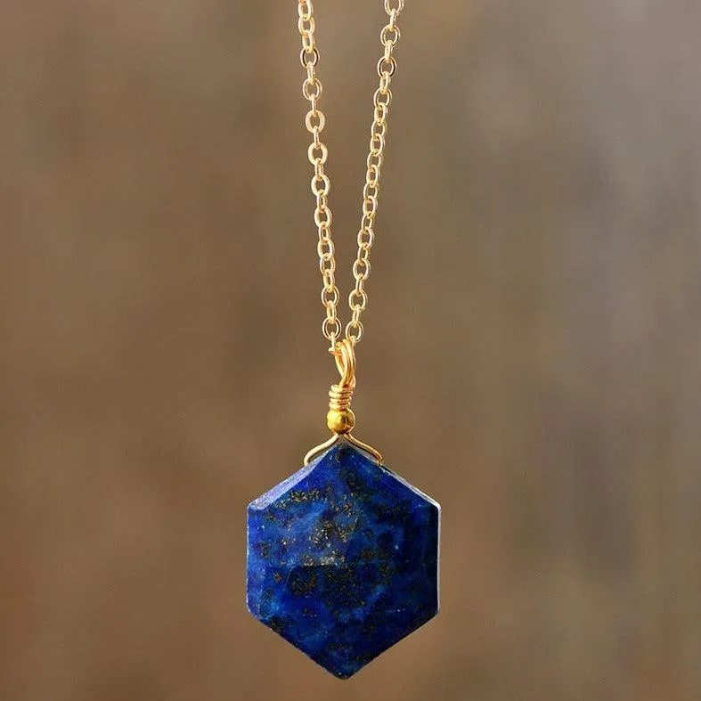 'Hexa' Lapis Lazuli Pendant Necklace