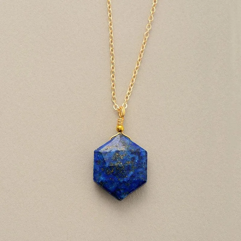 'Hexa' Lapis Lazuli Pendant Necklace