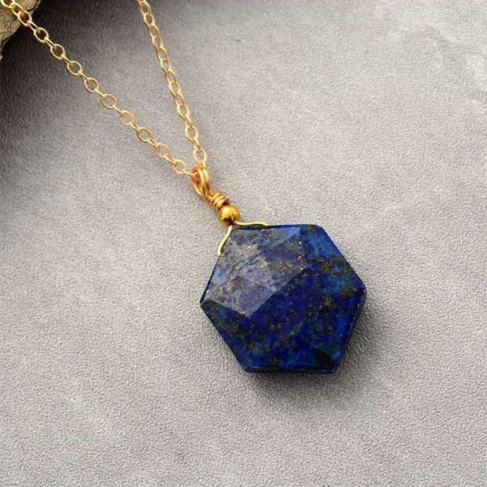 'Hexa' Lapis Lazuli Pendant Necklace