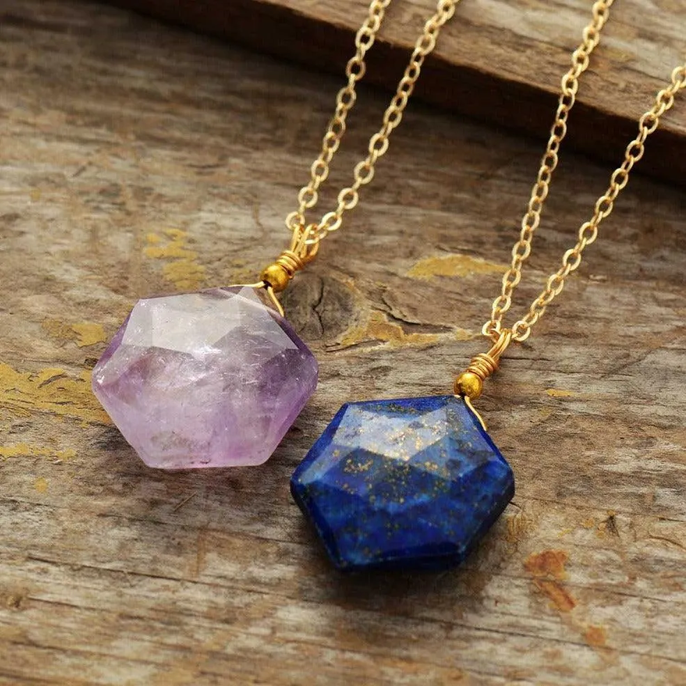 'Hexa' Lapis Lazuli Pendant Necklace