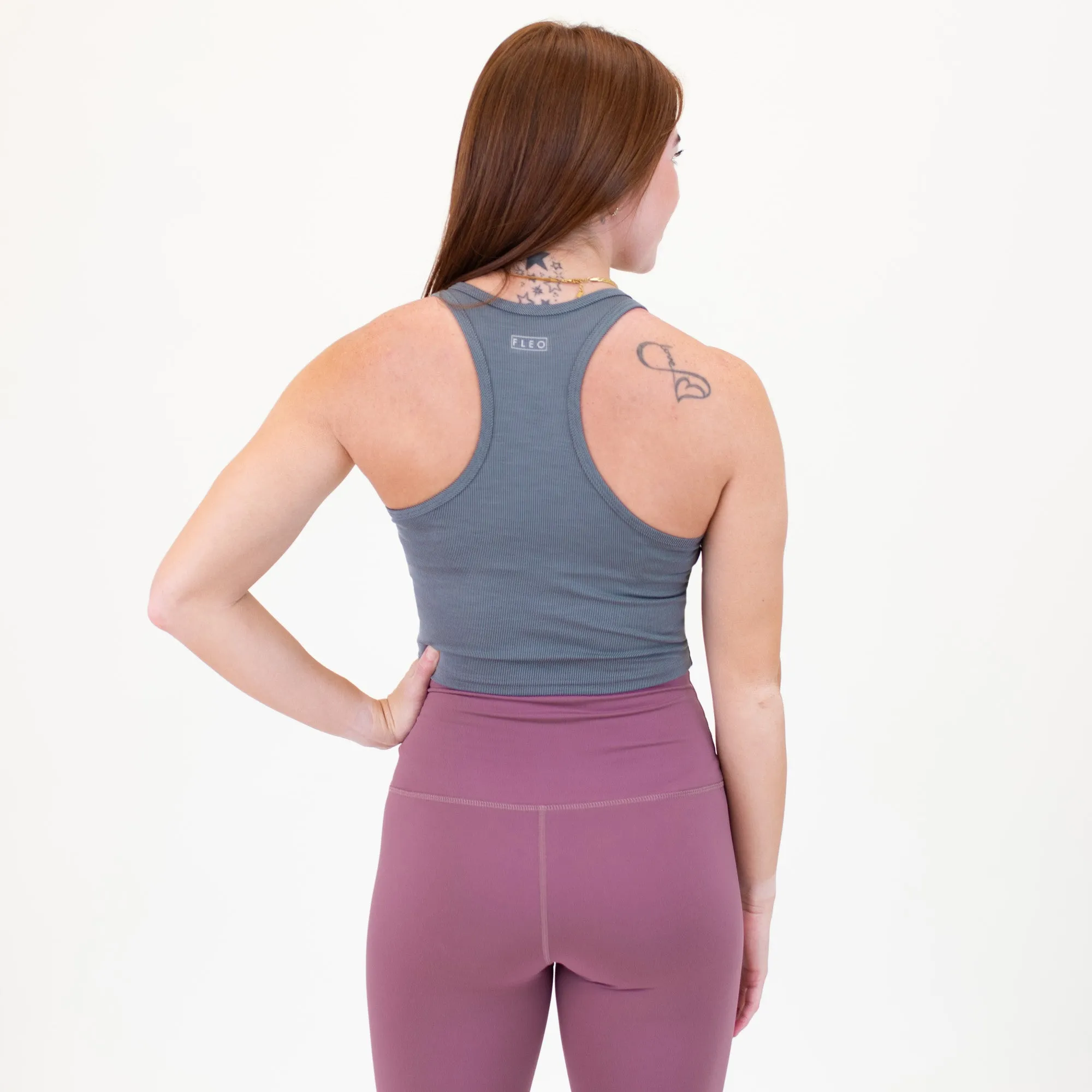 High Neck Racerback Crop Tank - Fitted