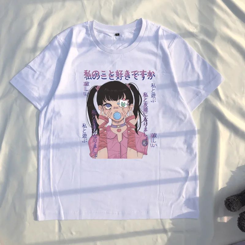 JAPANESE DARK FASHION COMIC PRINT T-SHIRT BY22444