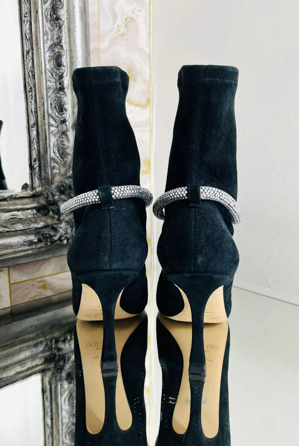 Jimmy Choo Suede Embellished Ankle Boots. Size 39